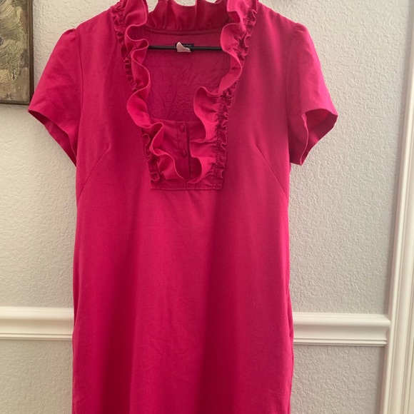 Jcrew Hot Pink wool Dress with Ruffles - Picture 1 of 2